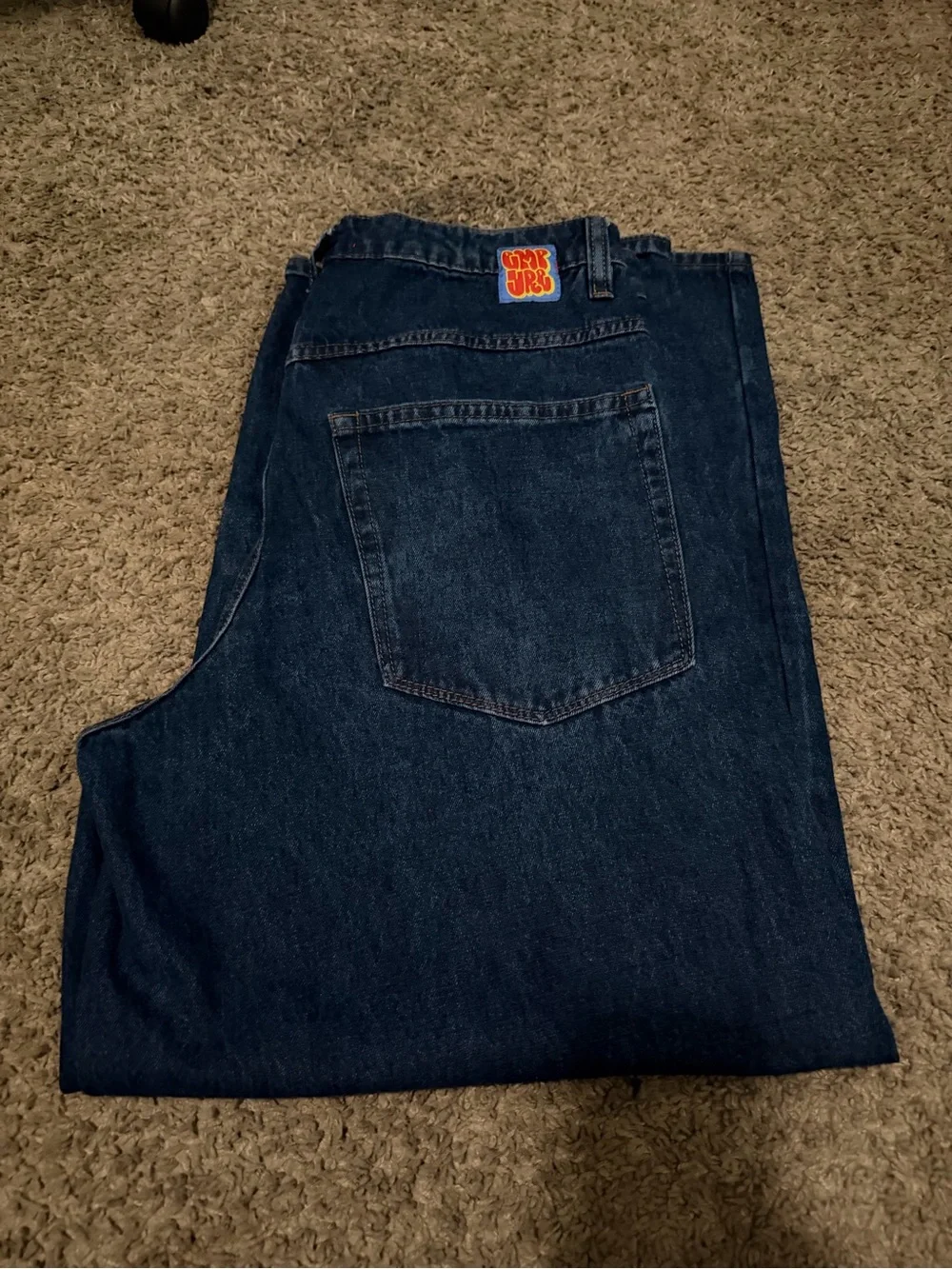 Empyre Men's Dark Blue Baggy Denim Jeans